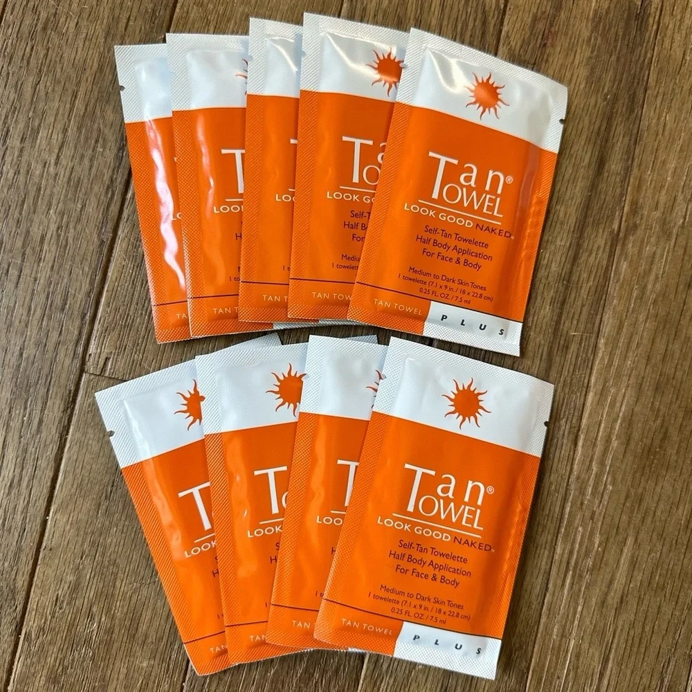 Tan Towel 9/10 Self-Tan Set Lotion 2oz Used Size Med Dark Face Body Retinol Glow